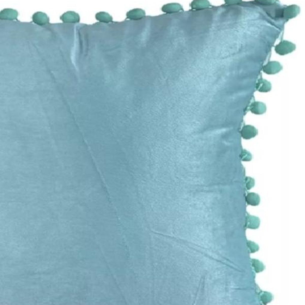 GENERICO - Pack de 2 Fundas de Cojines Terciopelo con Pompones 45x45 cm Menta