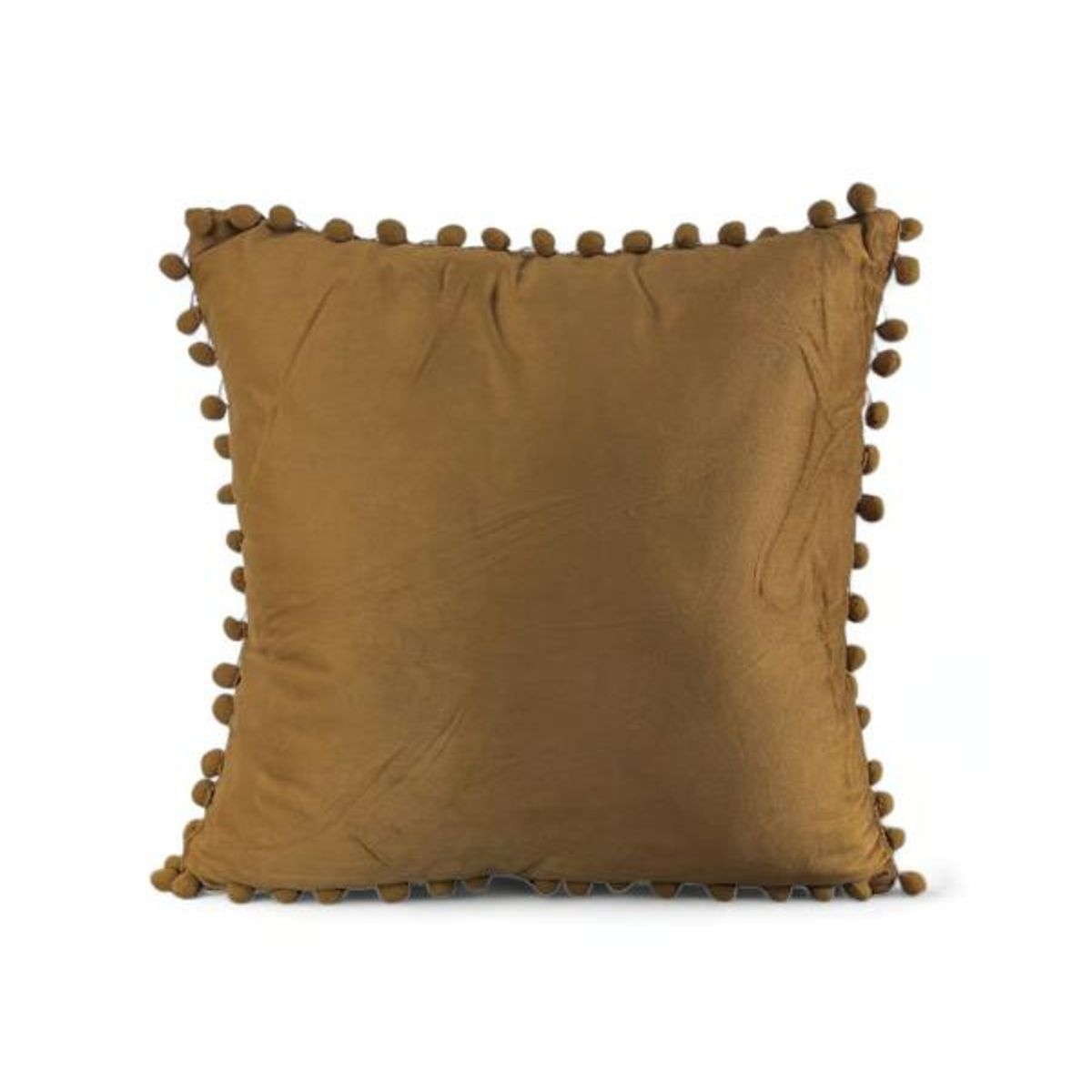 GENERICO - Pack de 2 Fundas de Cojines Terciopelo con Pompones 45x45 cm Café