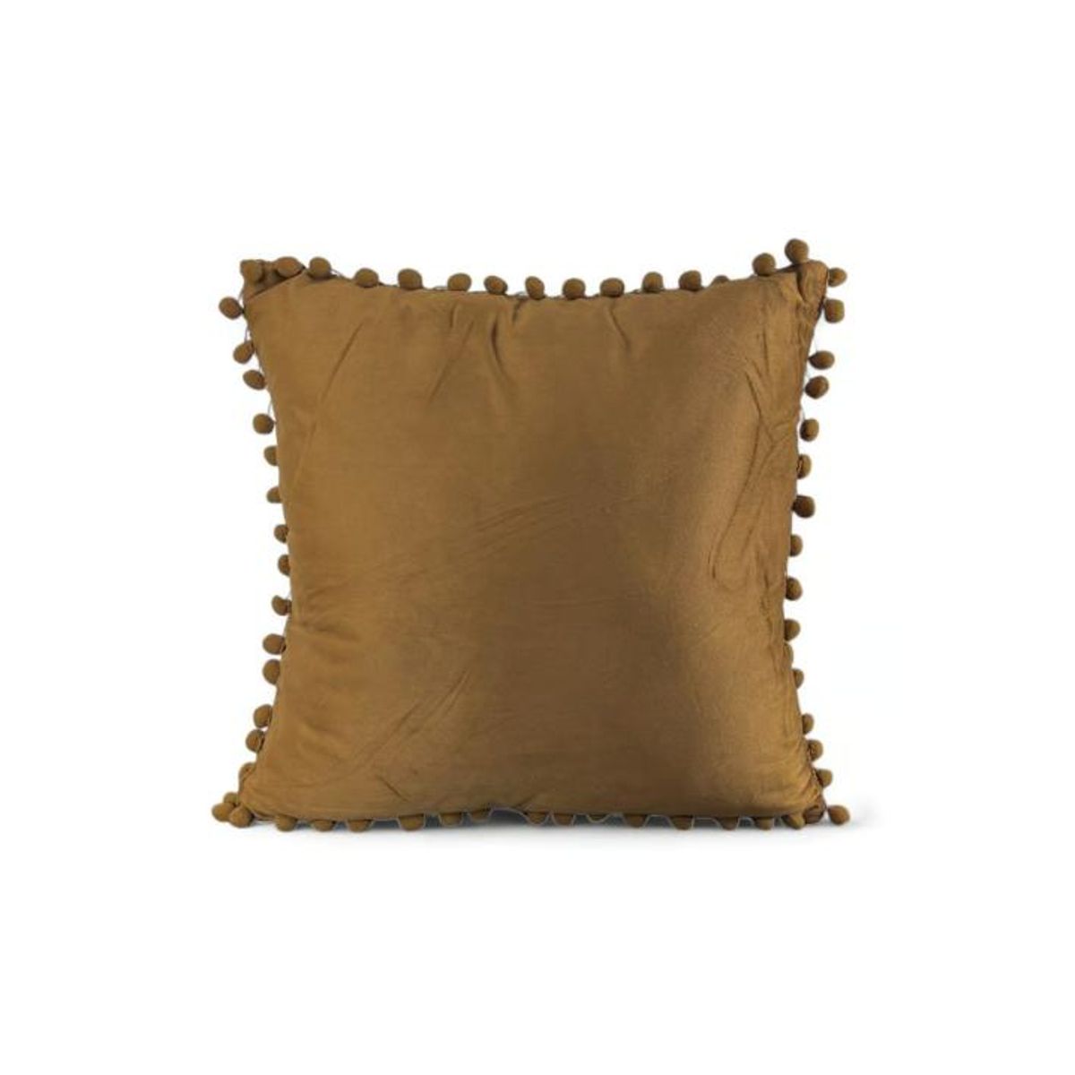 GENERICO - Pack de 2 Fundas de Cojines Terciopelo con Pompones 45x45 cm Café