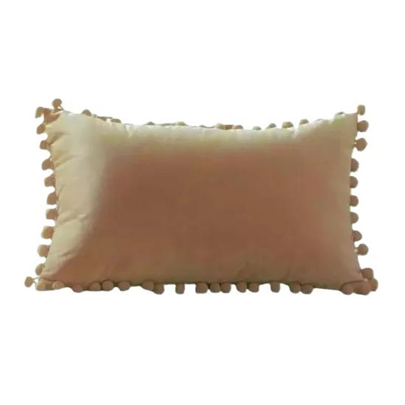 GENERICO - Pack de 2 Fundas de Cojín Terciopelo con Pompones 30x50 cm Marrón