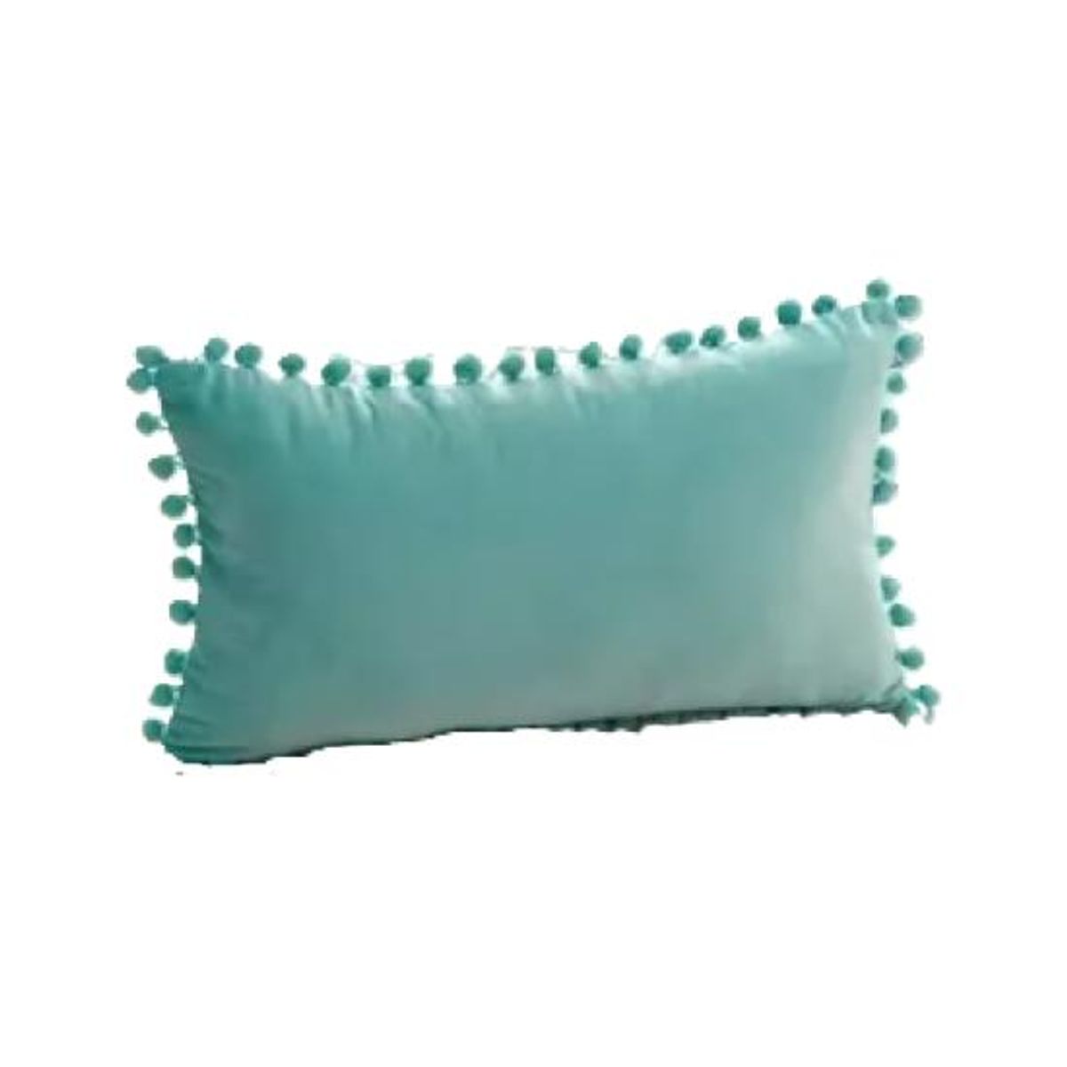 GENERICO - Pack de 2 Fundas de Cojín Terciopelo con Pompones 30x50 cm Menta