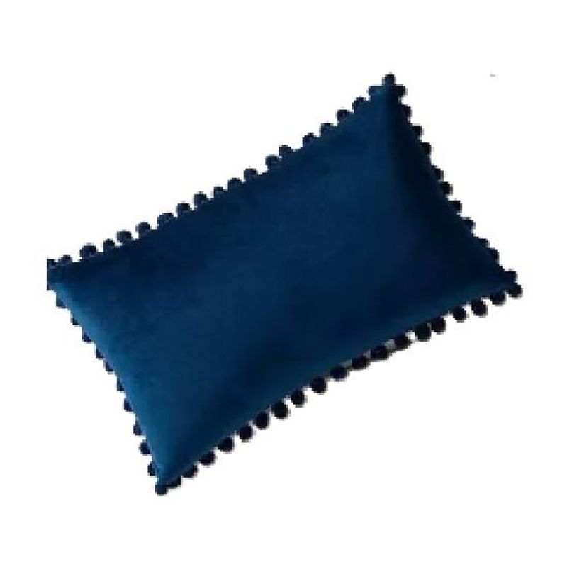 GENERICO - Pack de 2 Fundas de Cojín Terciopelo con Pompones 30x50 cm Azul
