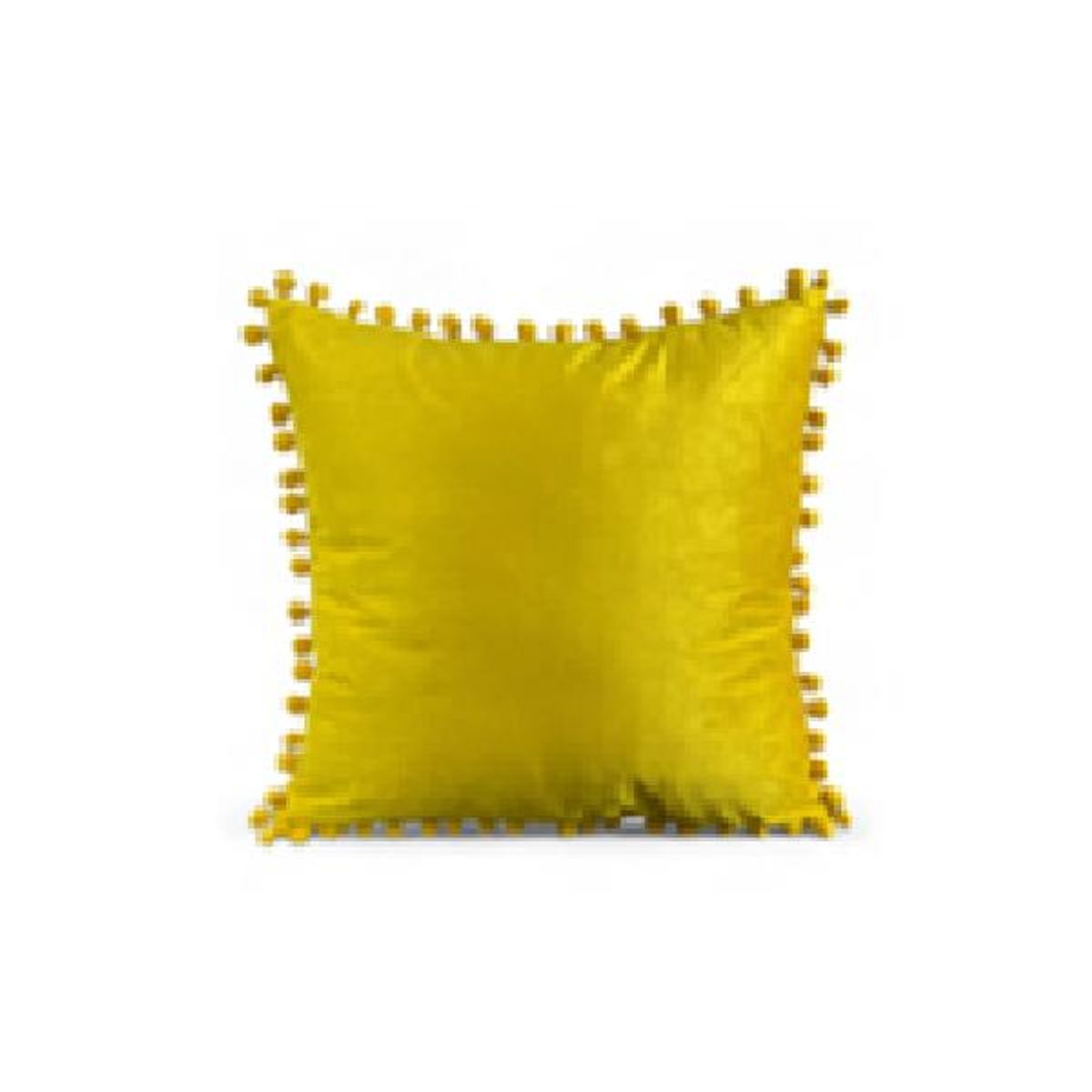 GENERICO - Pack de 2 Fundas de Cojines Terciopelo con Pompones 45x45 cm Amarillo