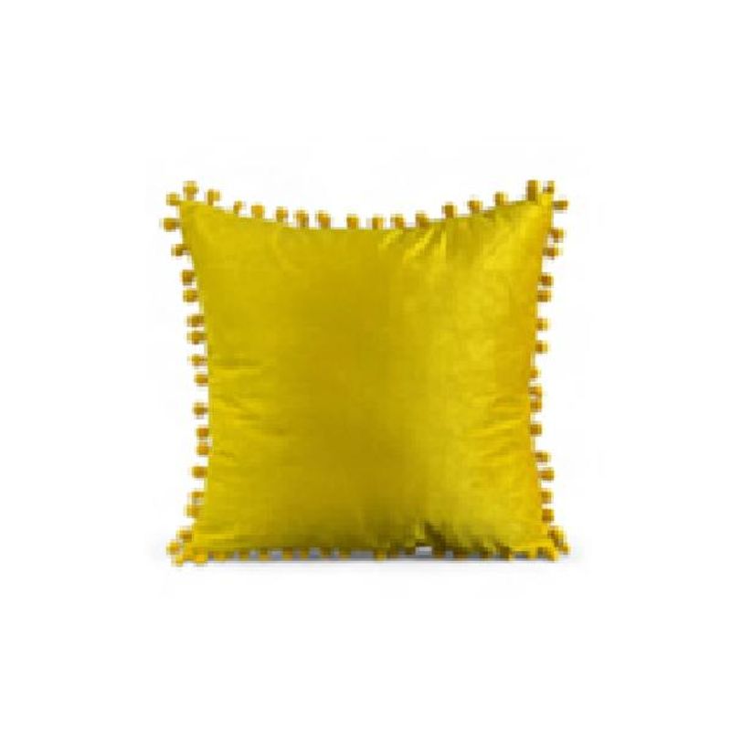GENERICO - Pack de 2 Fundas de Cojines Terciopelo con Pompones 45x45 cm Amarillo