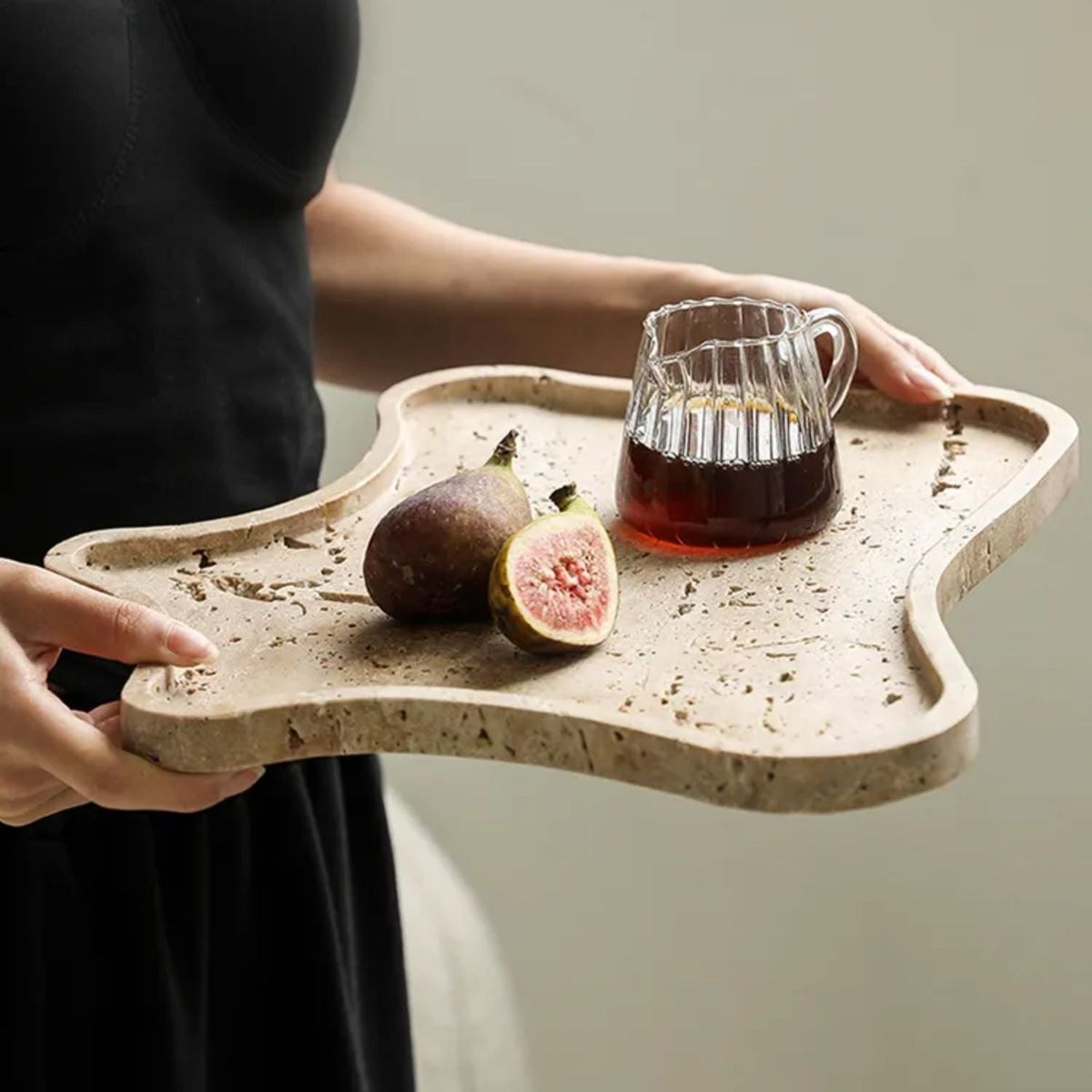 SANTU HOME & DECO - Bandeja Irregular de Piedra Natural Aperitivos y Deco