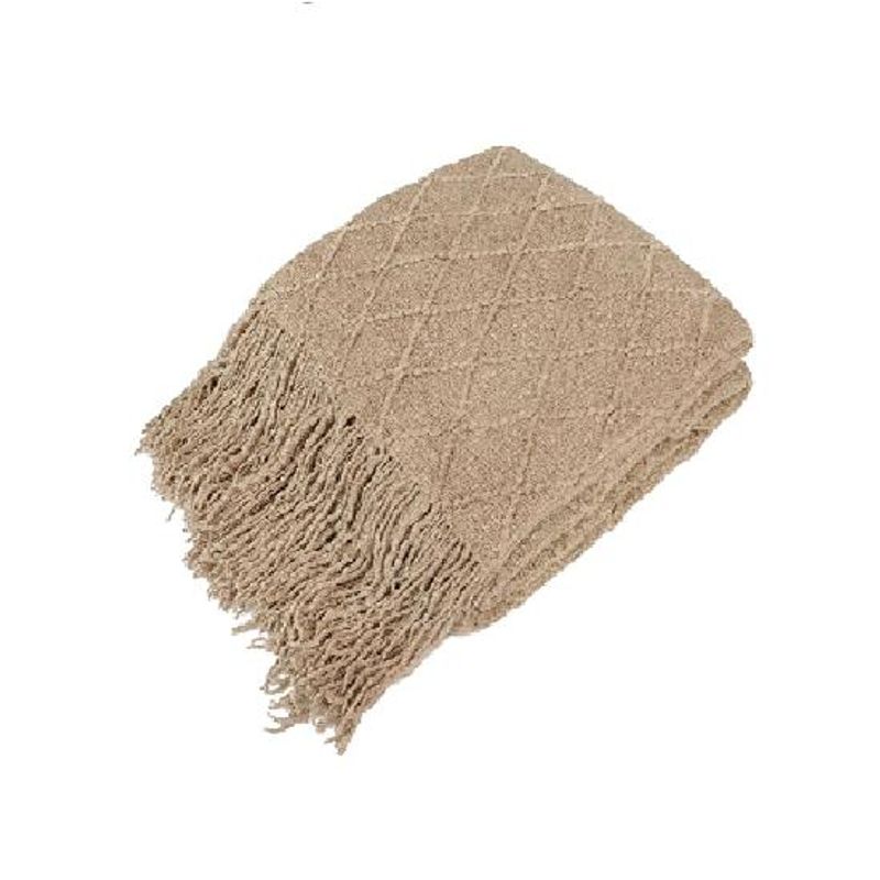 GENERICO - Manta decorativa tejida para sillón piecera o cama color marrón