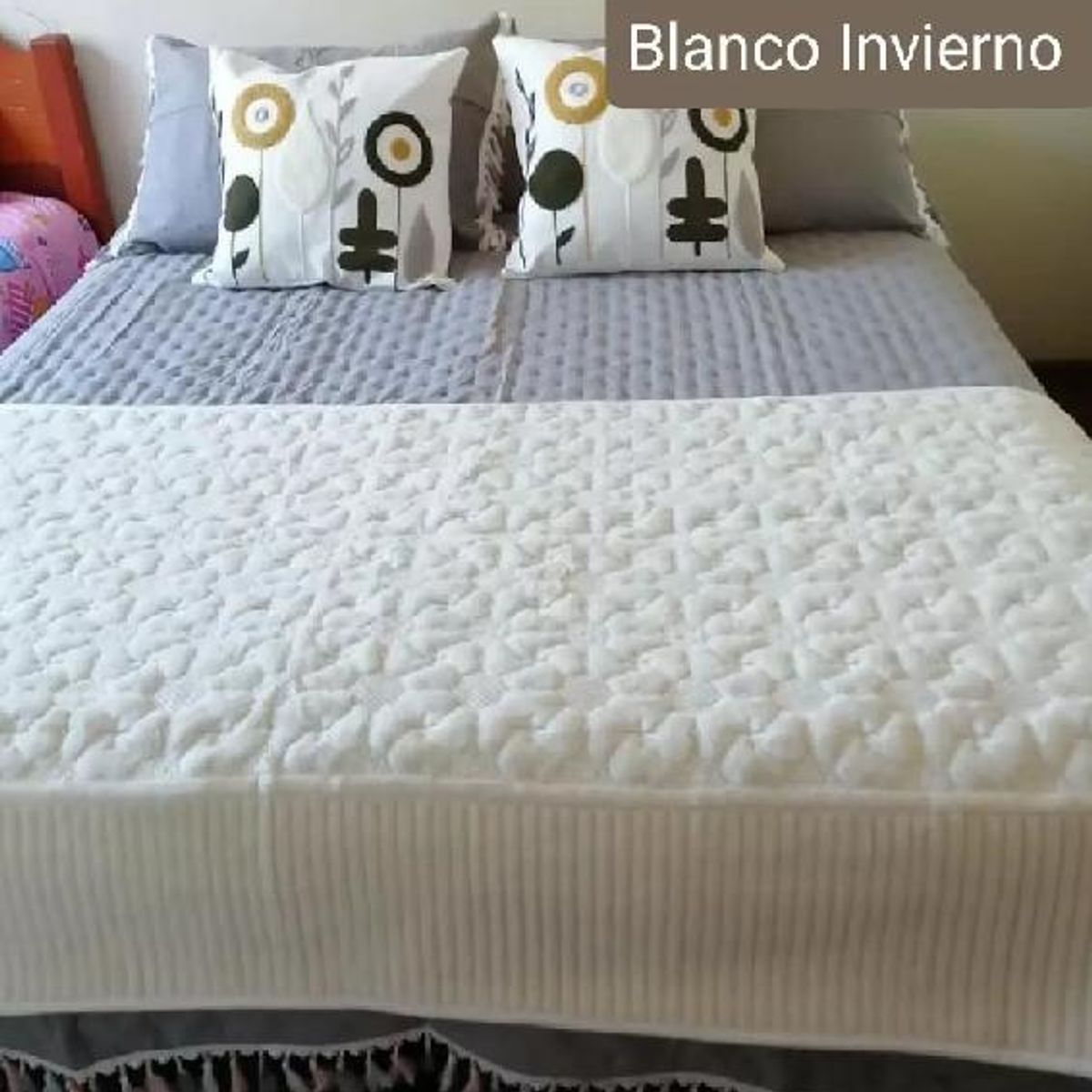 GENERICO - Piecera polar tela reversible 95x210 cm color blanco invierno