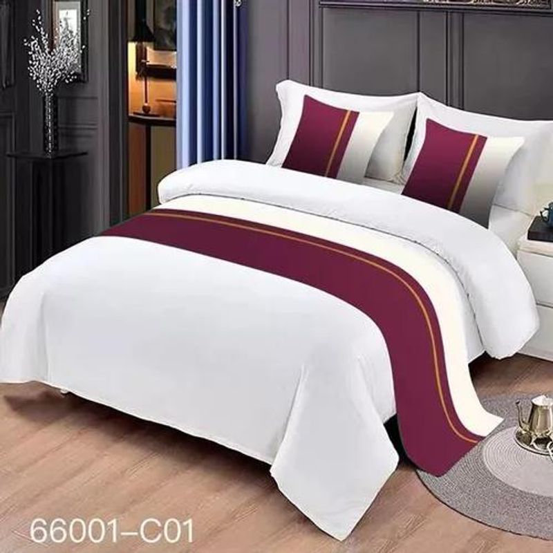 GENERICO - Pieceras para cama 60x200 cm + 2 fundas 45x45 diseño 2 color burdeos