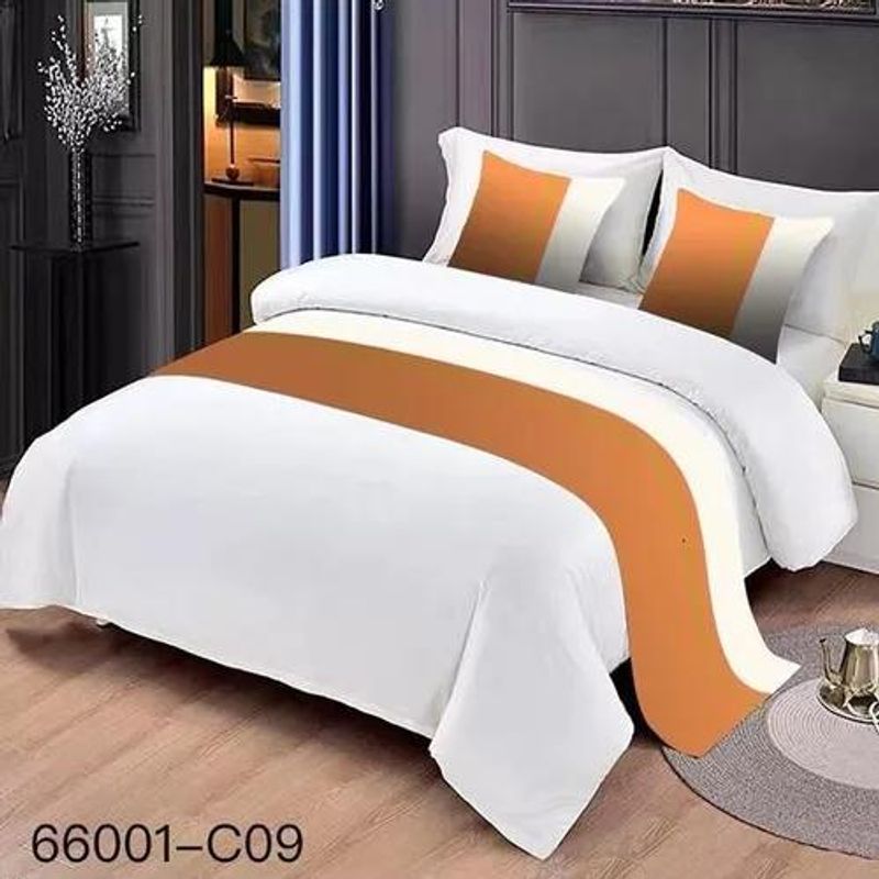 GENERICO - Pieceras para cama 60x200 cm + 2 fundas 45x45 diseño 8 color naranja
