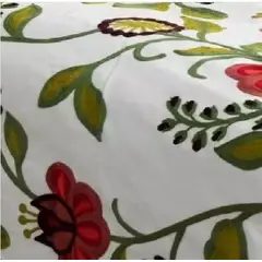 GENERICO - Piecera bordada + 2 fundas de cojín diseño floral 1 color blanco