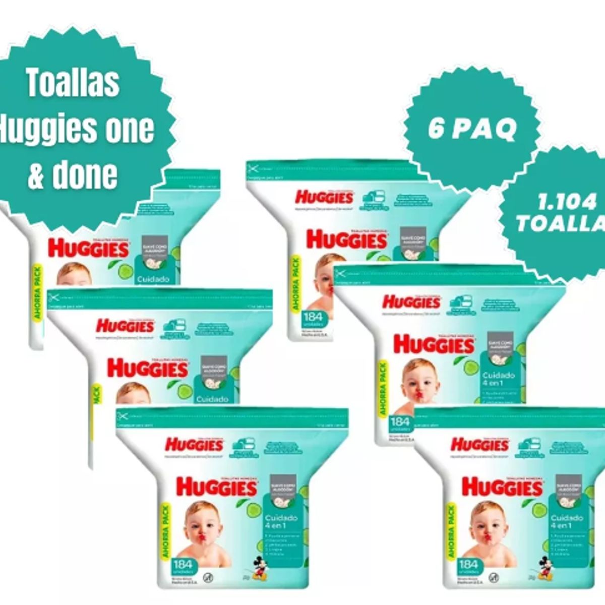 HUGGIES - Toallas Humedas Huggies 4en1 6paq De 184und Cu