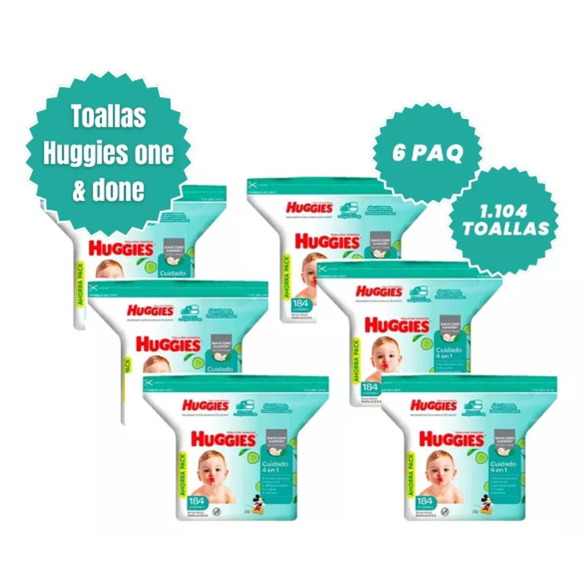 HUGGIES - Toallas Humedas Huggies 4en1 6paq De 184und Cu