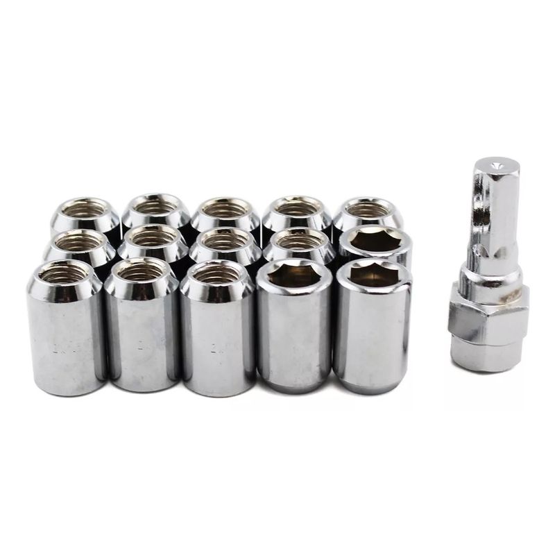GENERICO - Set 16 Tuercas De Seguridad Cromo Con Llave 12mm 1.50