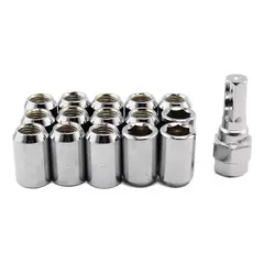 GENERICO - Set 16 Tuercas De Seguridad Cromo Con Llave 12mm 1.50
