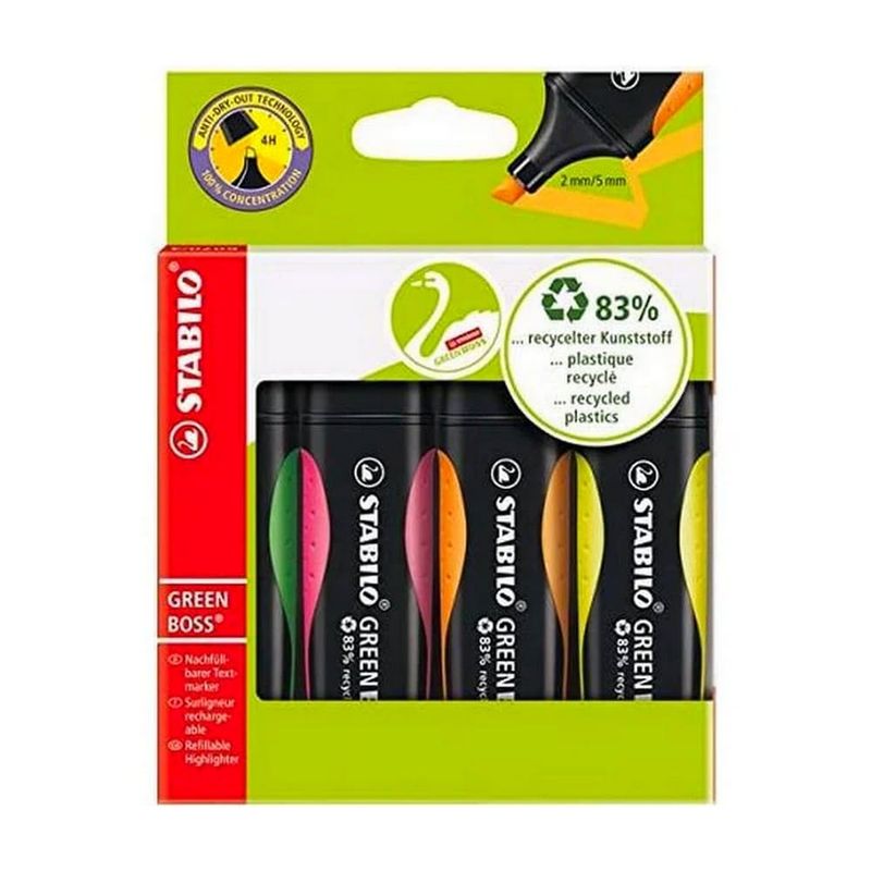 STABILO - Set de 4 Destacadores Stabilo Green Boss Fluorescentes