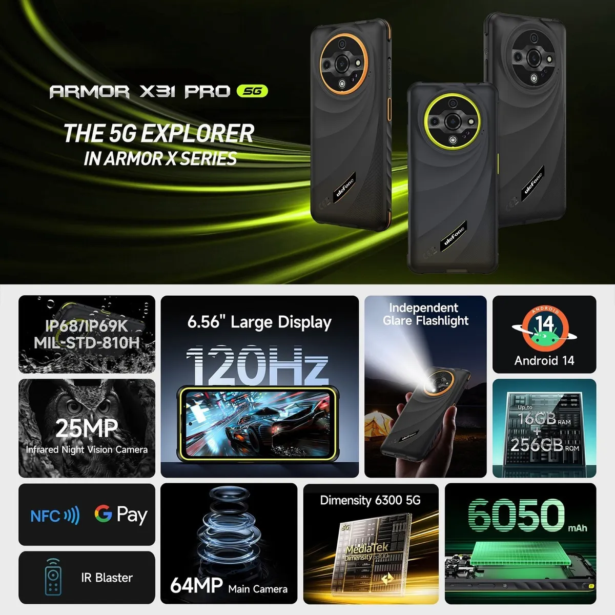 ULEFONE - Ulefone Armor X31 Pro - Smartphone Rugerizado 5G con Cámara de Visión Nocturna