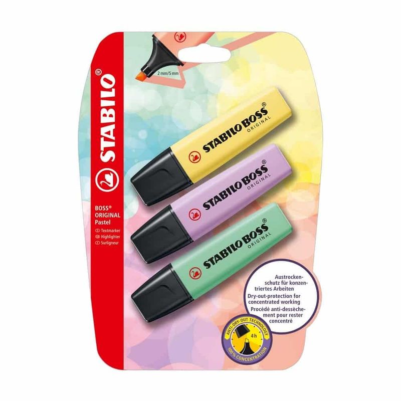 STABILO - Set de 3 Destacadores Stabilo Boss Original Pastel