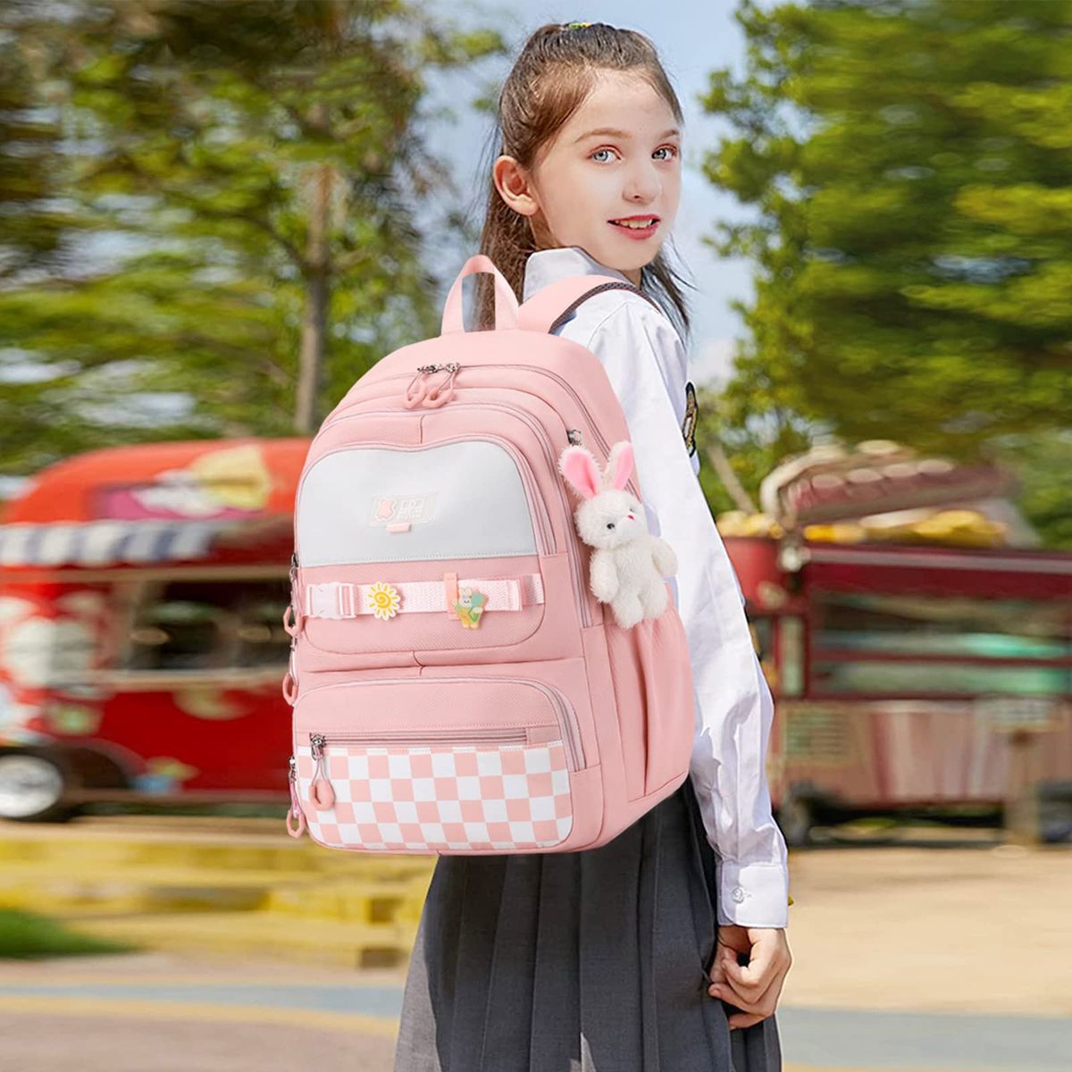 GENERICO - Mochila Escolar Para Niña Adolescente Estudia Con Colgante