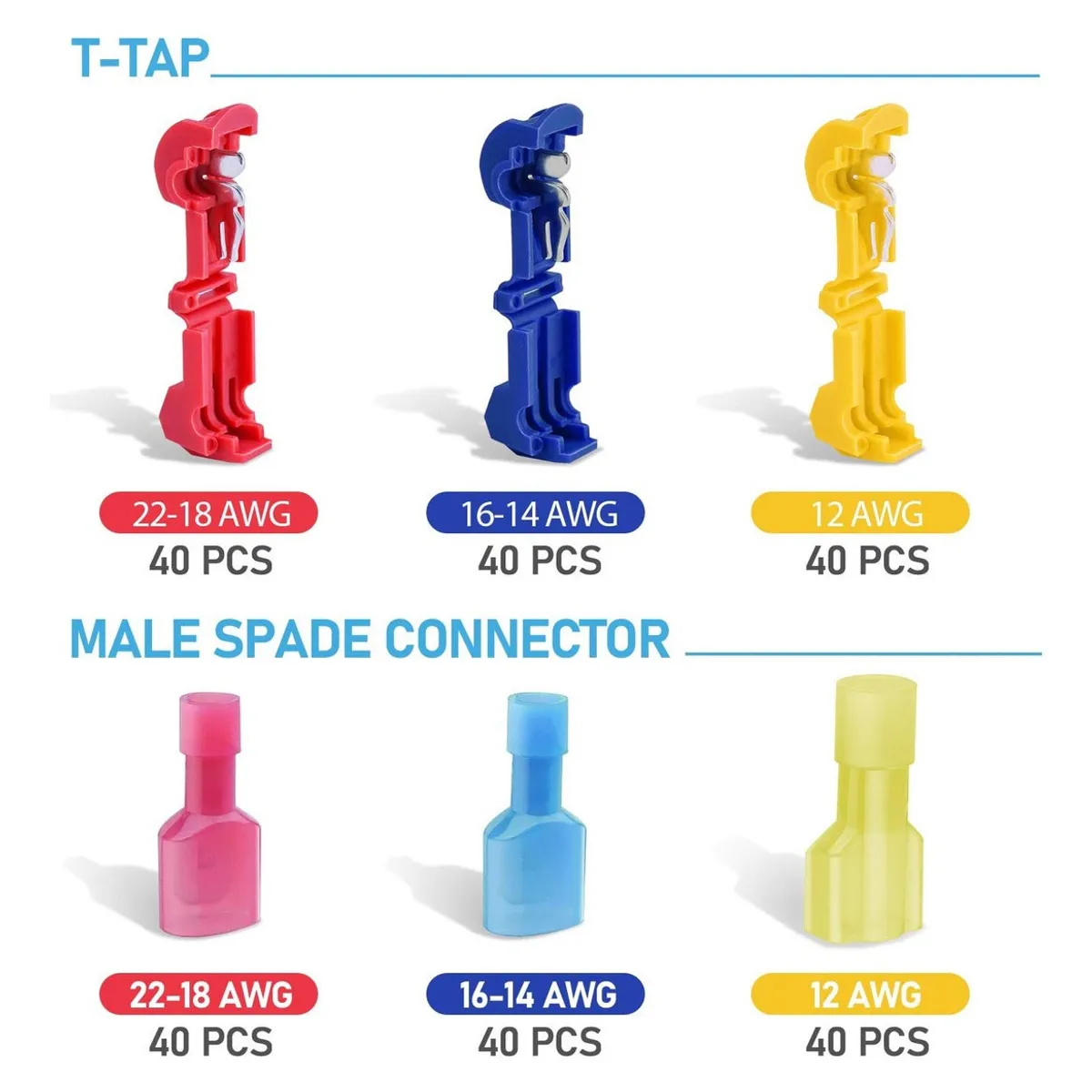 MUNDO MAGIA - 240pzs Terminales Electricos T-tipo Conector Rapido De Cable