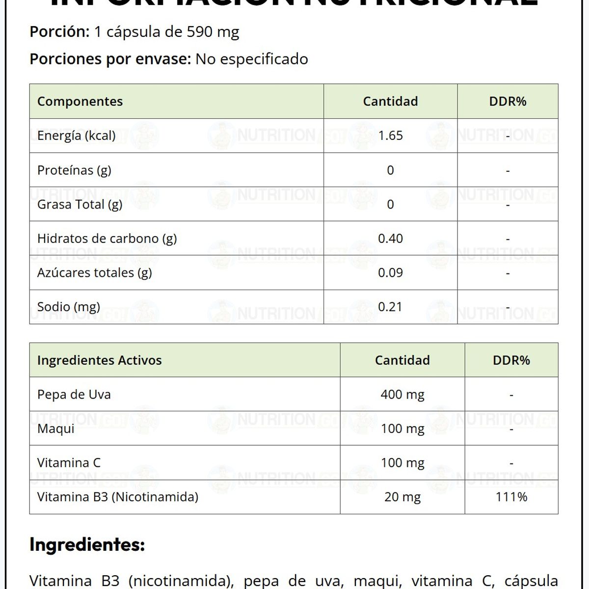 GRIZZLY - Nad + Resveratrol 590MG Grizzly Bear 60 Servicios.