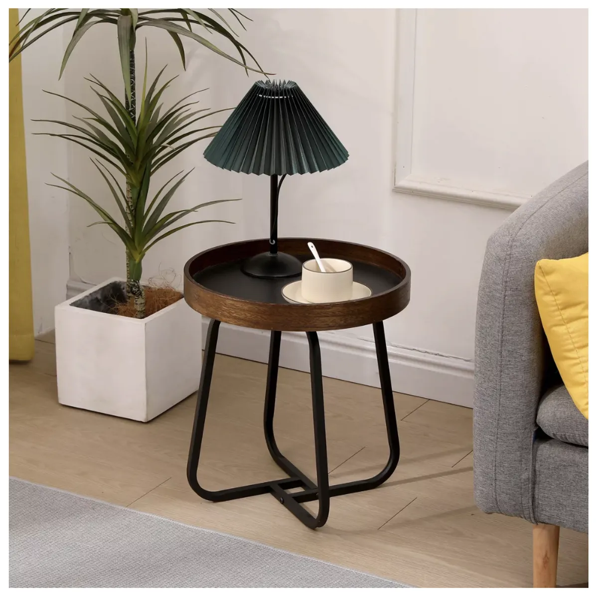 HOMER DESIGN - Mesa Lateral Homer Design Redonda Acero 40x46cm Melamina