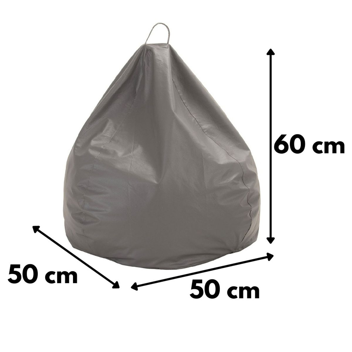 GENERICO - Pouf Pera infantil Gris Eco Cuero 60x50x50 cm Máxima Design