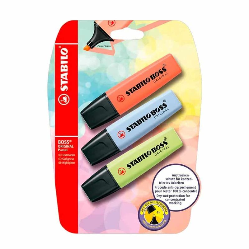 STABILO - Set de 3 Destacadores Stabilo Boss Original Pastel