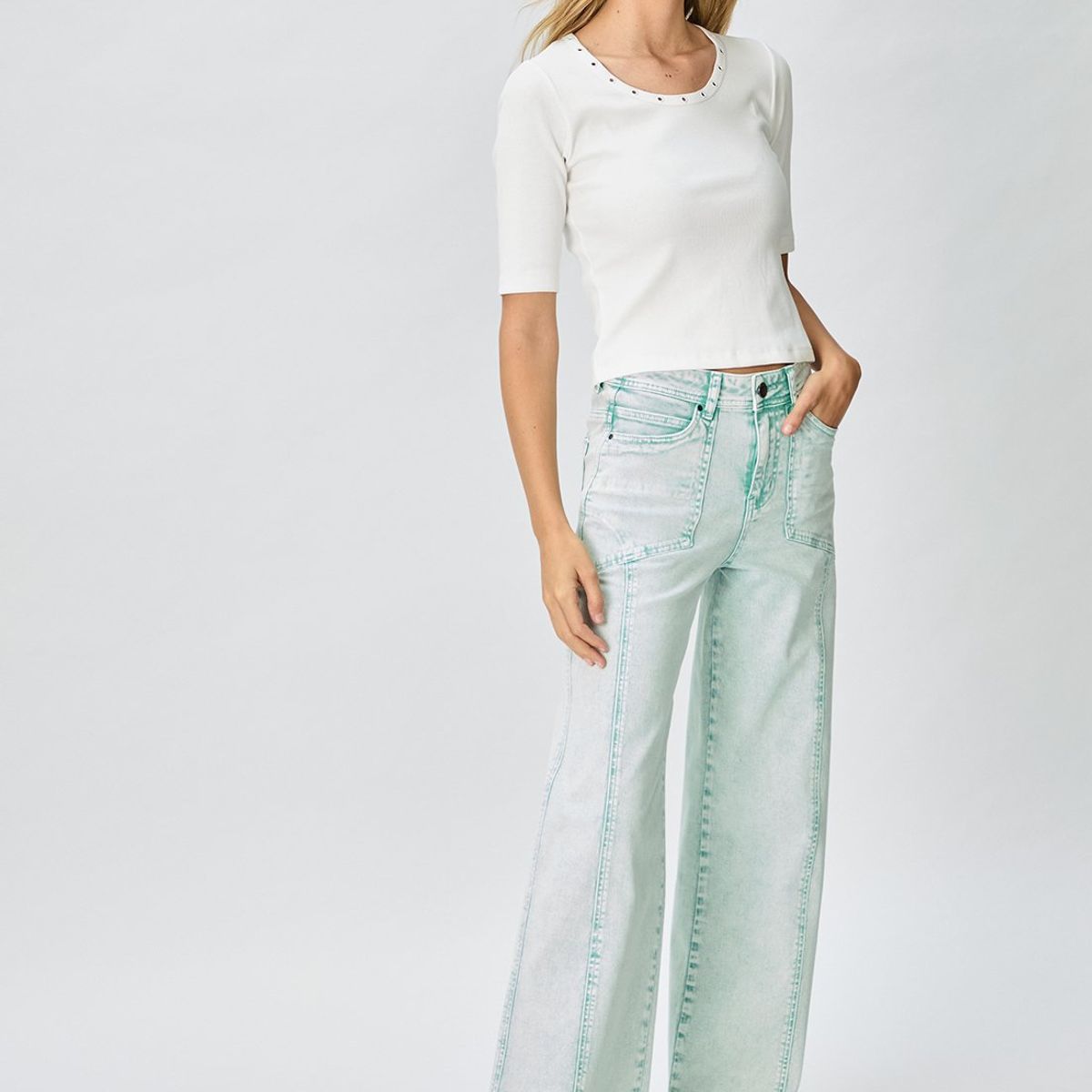 IO - Jeans Wide Verde Musgo Mujer Io