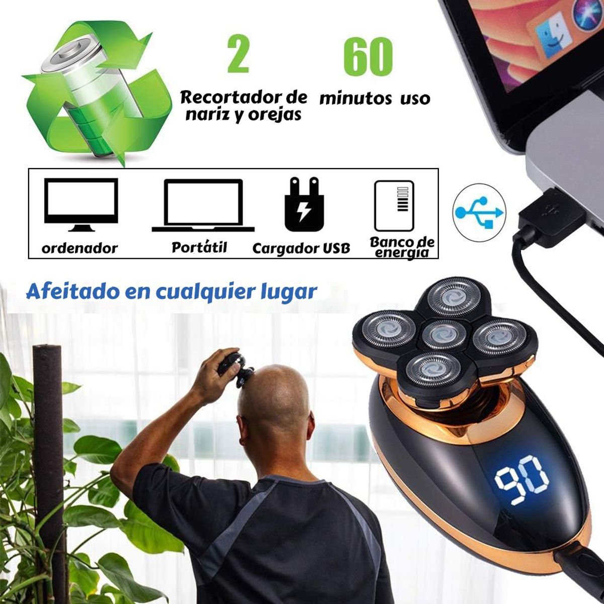 GENERICO - 5 En 1 Maquinilla De Afeitar Eléctrica Para Hombres Regalo