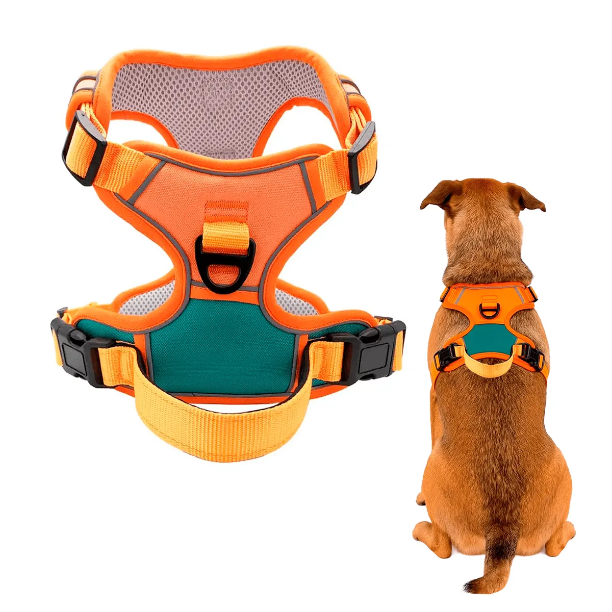 KERU - Arnes Reflectante Anti Tirones Naranjo Talla XL