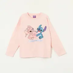 DISNEY - Polera Manga Larga Niña Lilo & Stitch Love A Rosado