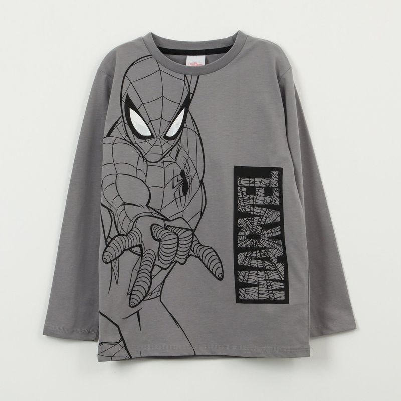 MARVEL - Polera Manga Larga Niño Spiderman Red Web Gris Marvel