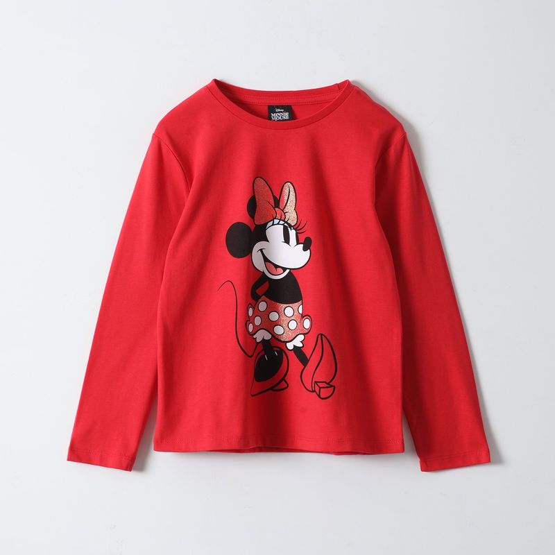 DISNEY - Polera Manga Larga Niña Minnie Chic Rojo Disney