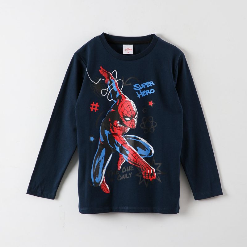 MARVEL - Polera Manga Larga Niño Spiderman #Superhero Azul Marvel