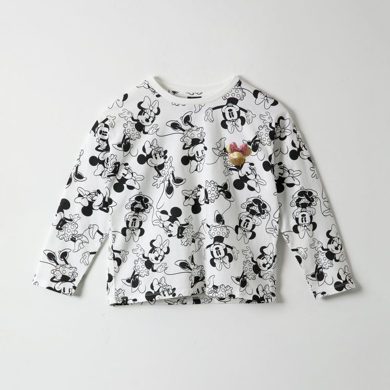 DISNEY - Polera Manga Larga Niña Minnie Monochromatic Blanco Disney