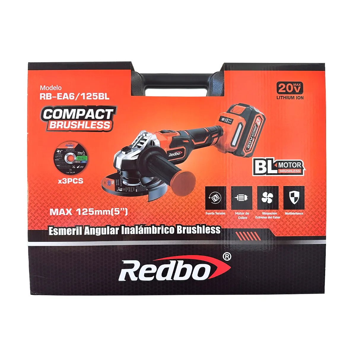 REDBO - Esmeril Angular Inalámbrico REDBO RB EA6125BL