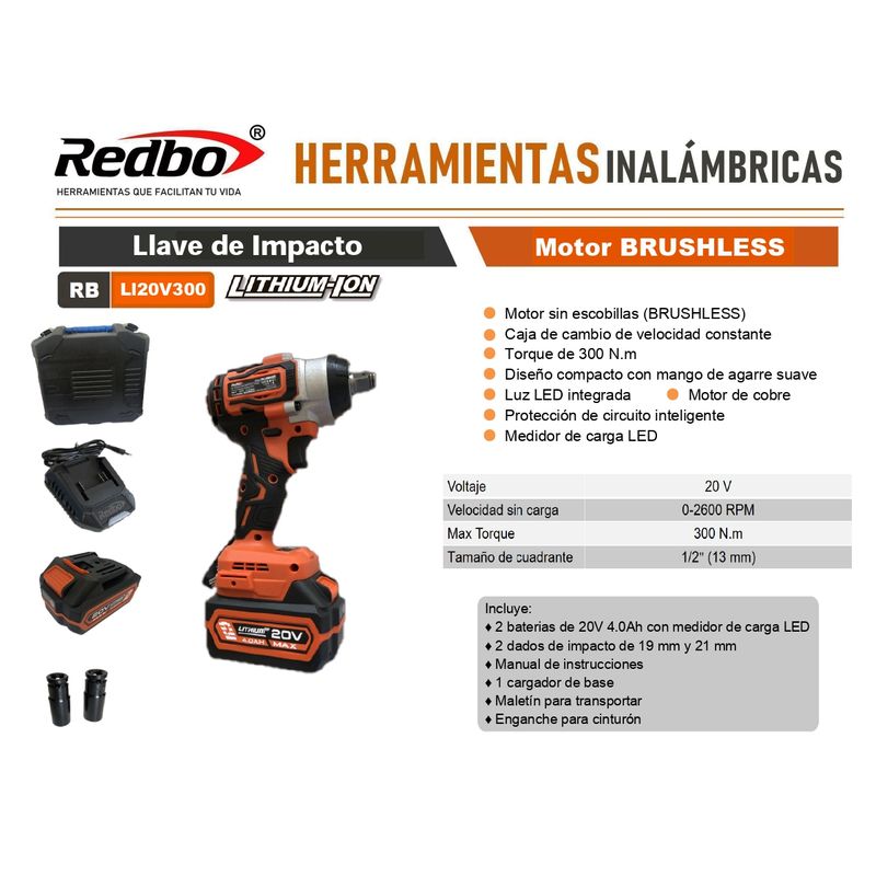 REDBO - llave de impacto REDBO RB-LI20V300