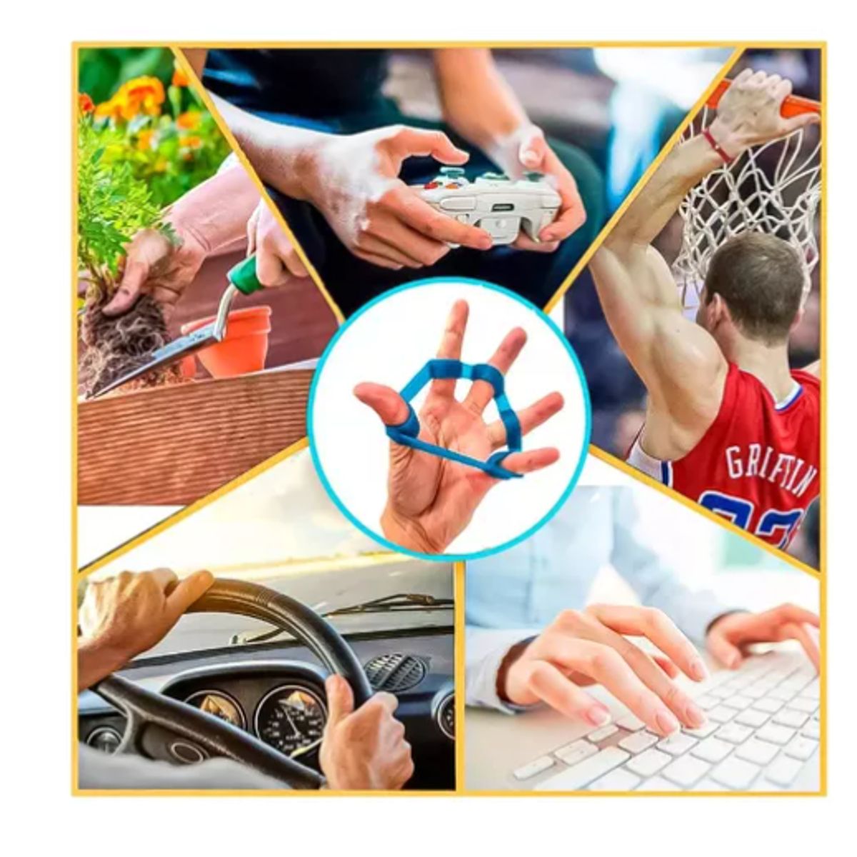 GENERICO - Set 5 Hand Grip Resistencia Ejercicio Mano Muñeca NARANJA