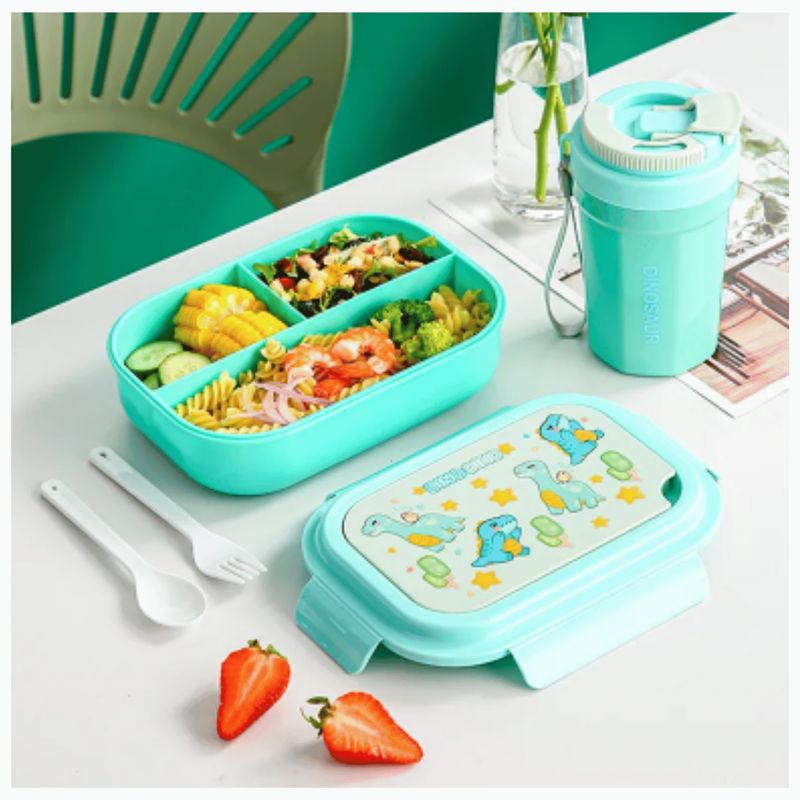 LINE - Fiambrera Contenedor 1100 Ml Táper Hermético + Vaso Infantil Turquoise