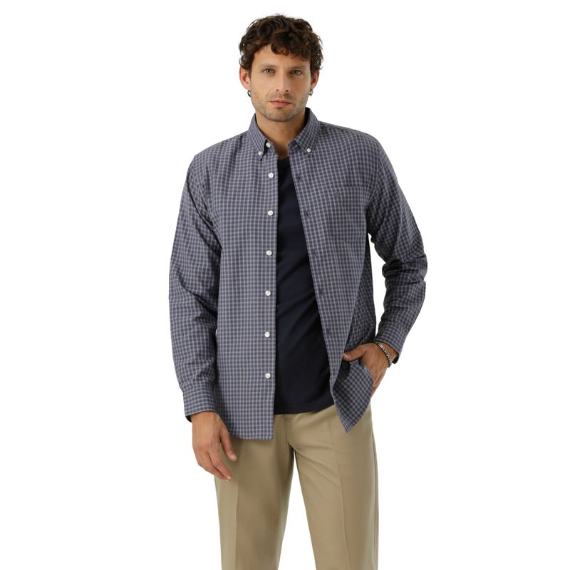 DOCKERS - Camisa Hombre Woven Refine Classic Fit Azul Cuadros Dockers