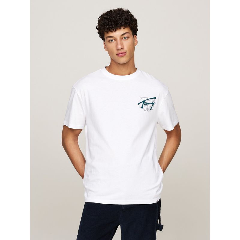 TOMMY HILFIGER - Polera Con Logo Estilo Grafiti Regular Fit Blanco Tommy Hilfiger
