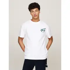 TOMMY HILFIGER - Polera Con Logo Estilo Grafiti Regular Fit Blanco