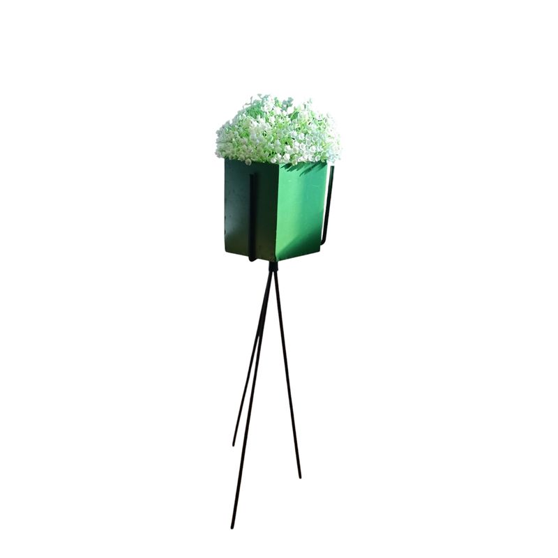 GENERICO - MACETA PLANTA METAL CON SOPORTE METALICO 71cm