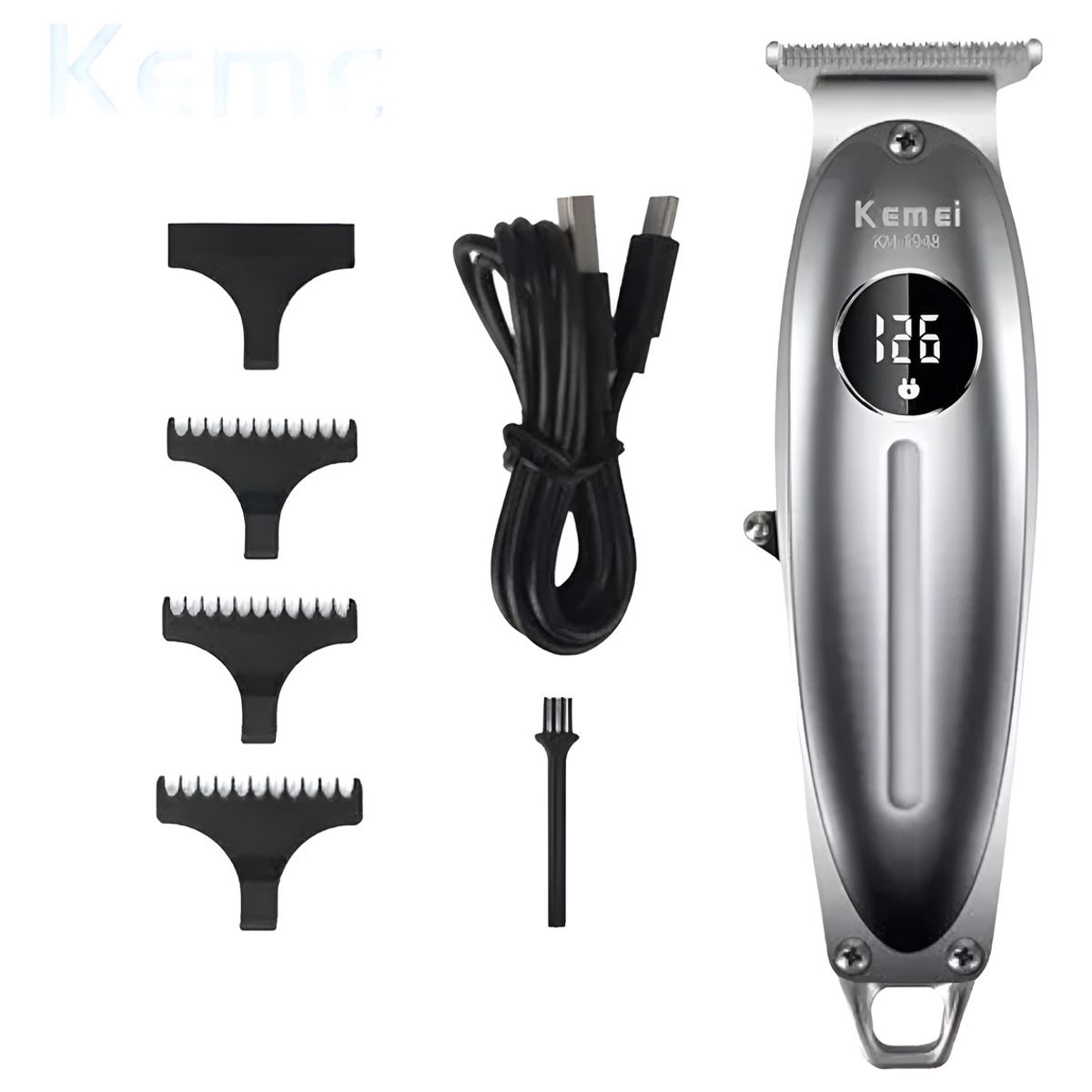 KEMEI - Maquina Corta Pelo Patillera Trimmer Kemei 1948 Inalambrica Pantalla Lcd