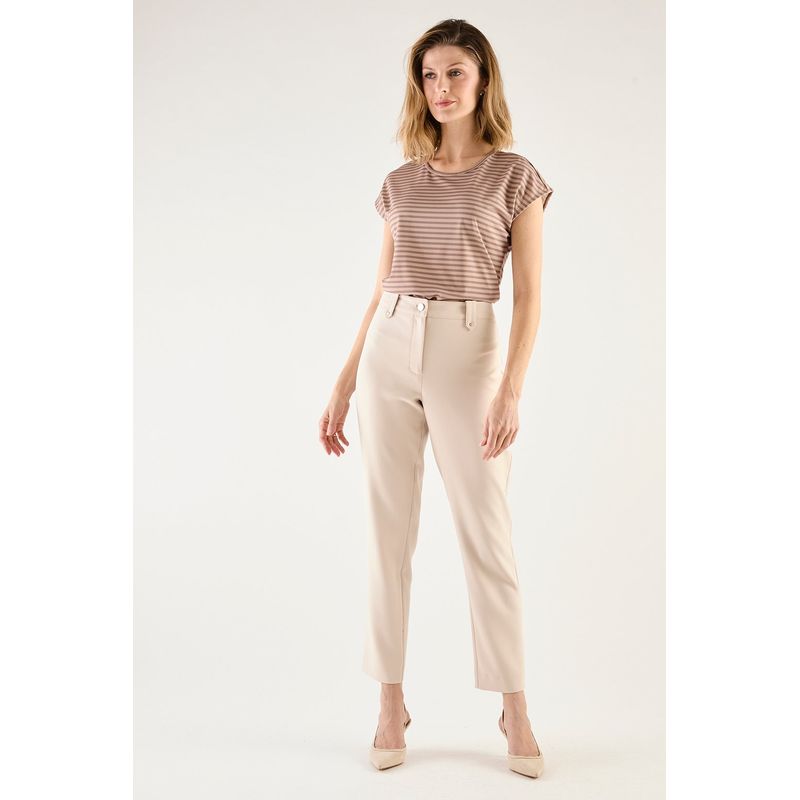 MA GRIFFE - Pantalon Liso Beige Magriffe