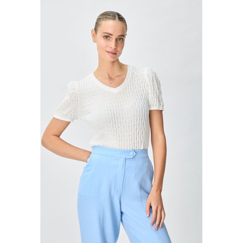 IO - Polera Manga Corta Crudo Mujer Io