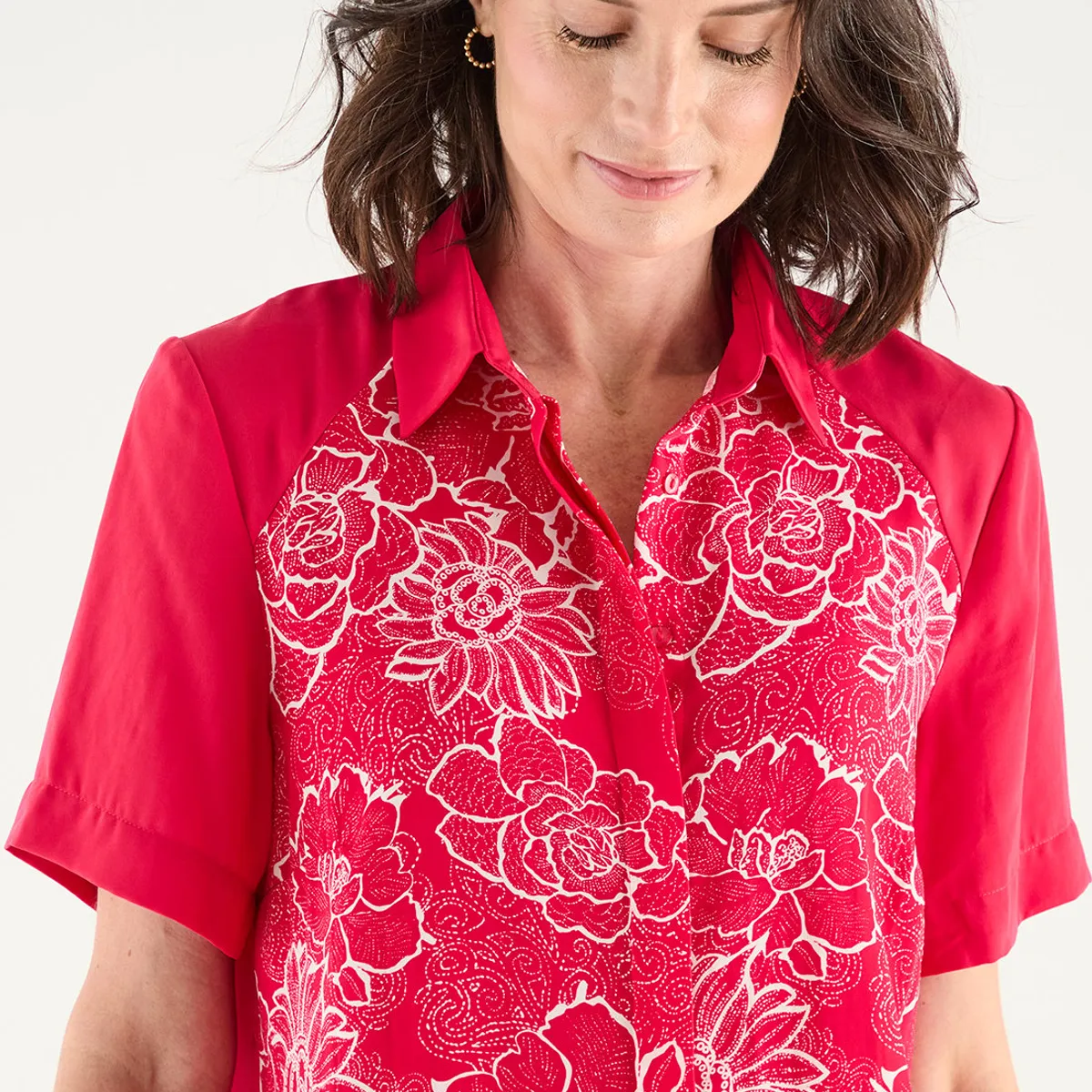 MA GRIFFE - Blusa Manga Corta Fucsia Mujer Magriffe