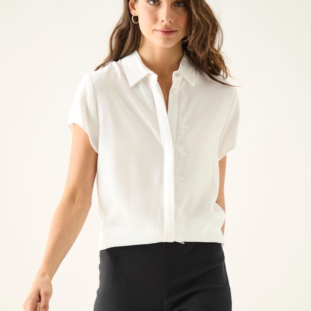 ASH - Blusa Manga Corta Crudo Mujer Ash