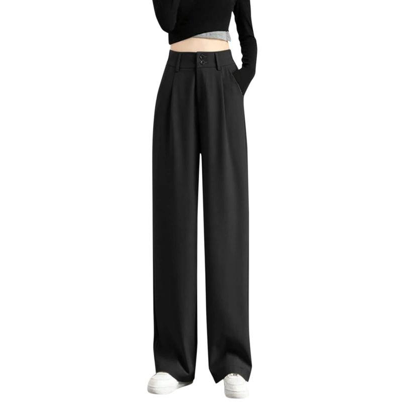 EVERSO - pask6 Pantalones de pierna ancha para mujer pantalones de vestir de cintura alta informales para trabajo negocios pantalones fluidos oficina