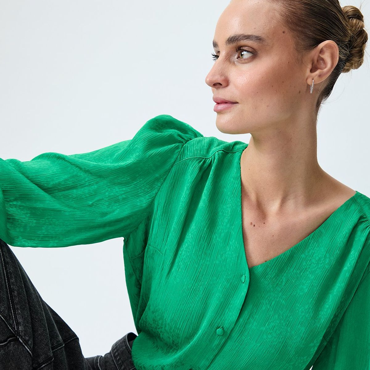 IO - Blusa Manga Larga Verde Musgo Mujer Io